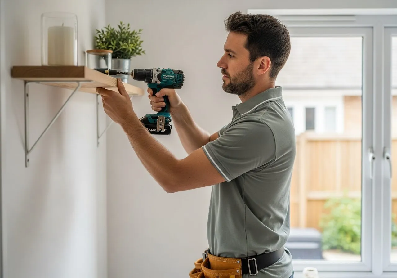 Carpenter fitting joinery at a property in London